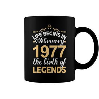 February 1977 Birthday Life Begins In February 1977 V2 Coffee Mug - Seseable
