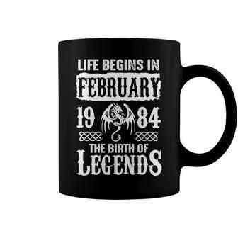 February 1984 Birthday Life Begins In February 1984 Coffee Mug - Seseable