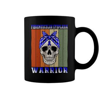 Fibromuscular Dysplasia Warrior Skull Women Vintage Blue Ribbon Fmd Fibromuscular Dysplasia Awareness Coffee Mug - Monsterry CA