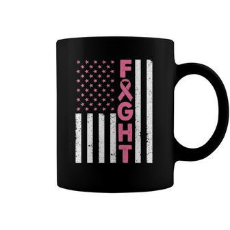 Fight Pink Ribbon Flag Breast Cancer Awareness Coffee Mug | Mazezy