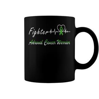 Fighter Adrenal Cancer Warrior Heartbeat Green Ribbon Adrenal Cancer Adrenal Cancer Awareness Coffee Mug | Favorety DE