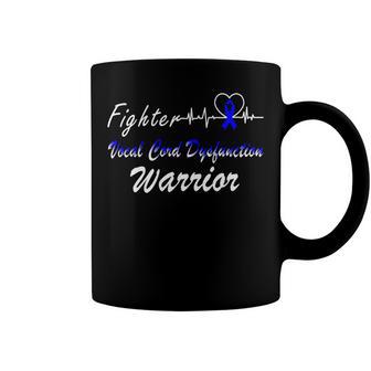 Fighter Vocal Cord Dysfunction Warrior Heartbeat Blue Ribbon Vcd Vocal Cord Dysfunction Awareness Coffee Mug | Favorety