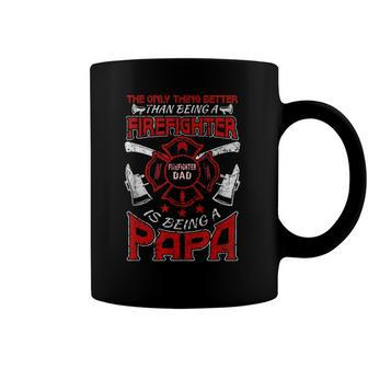 Firefighter Papa Fire Fighter Dad For Fathers Day Fireman Coffee Mug | Mazezy