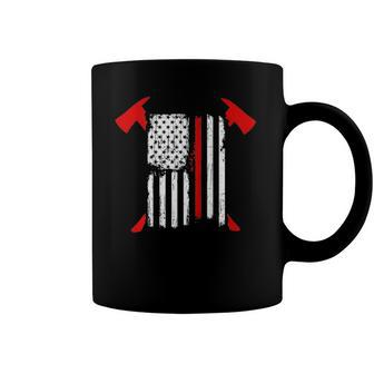 Firefighter Red Line Us Flag Crossed Axes Printed Back Coffee Mug | Mazezy AU