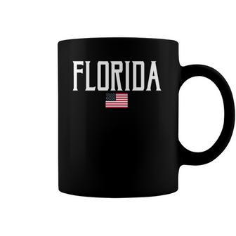 Florida American Flag Vintage White Text Coffee Mug | Mazezy