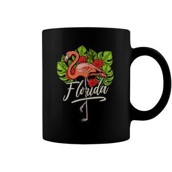 Florida Flamingo Hibiscus Flower Gift Coffee Mug | Mazezy