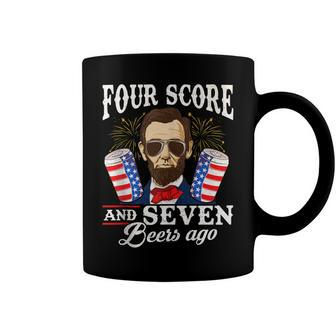 Four Score And 7 Beers Ago 4Th Of July Drinking Like Lincoln Coffee Mug - Seseable