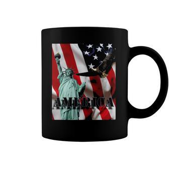 Fourth Of July Flag Eagle Statue Of Liberty American Patriot Coffee Mug | Mazezy