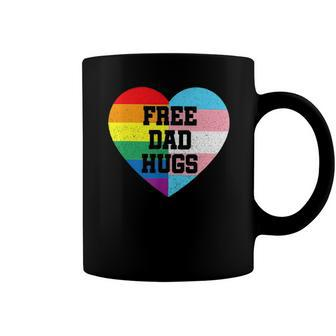 Free Dad Hugs Lgbt Pride Supporter Rainbow Heart For Father Coffee Mug | Mazezy