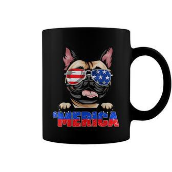 French Bulldog Frenchie Merica Wear Sunglasses 4Th Of July Coffee Mug - Seseable