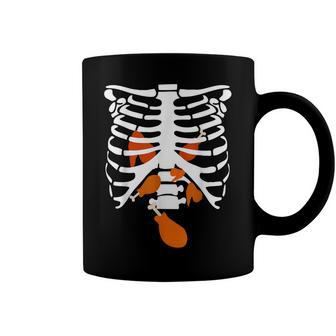Fried Chicken Funny Skeleton Rib Cage X-Ray Spooky Halloween Coffee Mug - Seseable