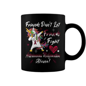 Friends Dont Let Friends Fight Arteriovenous Malformation Alone Unicorn Burgundy Ribbon Arteriovenous Malformation Support Arteriovenous Malformation Awareness Coffee Mug - Monsterry AU