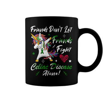 Friends Dont Let Friends Fight Celiac Disease Alone Unicorn Green Ribbon Celiac Disease Celiac Disease Awareness Coffee Mug - Monsterry CA
