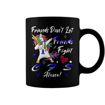 Friends Dont Let Friends Fight Chronic Fatigue Syndrome Cfs Alone Unicorn Blue Ribbon Chronic Fatigue Syndrome Support Cfs Awareness Coffee Mug - Monsterry AU