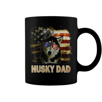 Funny Best Husky Dad Ever American Flag 4Th Of July Vintage Coffee Mug - Seseable