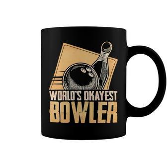 Funny Bowling Player Worlds Okayest 223 Bowling Bowler Coffee Mug - Seseable