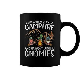 Funny Camping Gnome Hangout With My Gnomies Campfire Coffee Mug | Mazezy