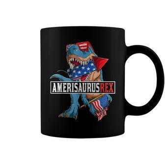 Funny Dinosaur Amerisaurus T-Rex Men Boys Fourth 4Th Of July Coffee Mug - Seseable