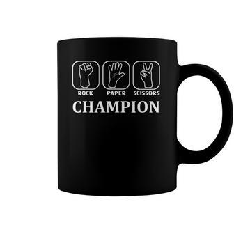 Funny Game Rock Paper Scissors Champion Coffee Mug | Mazezy