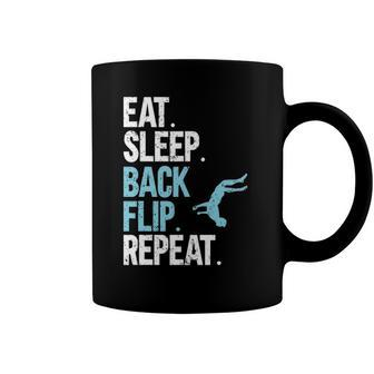 Funny Gymnastics Acrobat Parkour Eat Sleep Back Flip Repeat Coffee Mug | Mazezy
