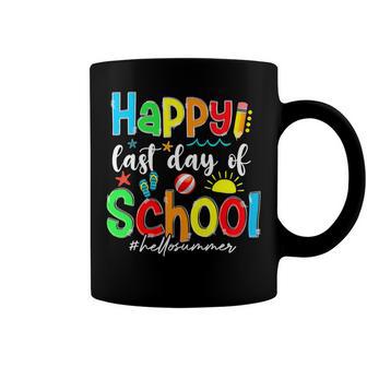 Funny Happy Last Day Of School Hello Summer Multicolored Coffee Mug | Favorety CA