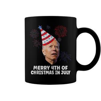 Funny Joe Biden Merry 4Th Of Christmas In July Usa Flag Coffee Mug - Seseable
