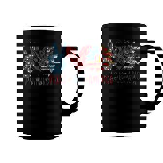 Funny Peace Love America Sunflower Hippie 4Th Of July Coffee Mug - Seseable