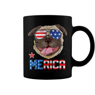Funny Pug 4Th Of July Merica Mens Womens Kids American Flag Coffee Mug - Seseable