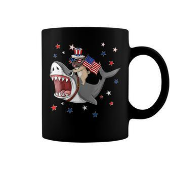 Funny Pug Shark 4Th Of July Dog Mom Dad Puppy Lover Coffee Mug - Seseable
