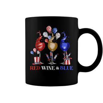 Funny Wine Glasses 4Th Of July Red White And Blue Firework Coffee Mug - Seseable