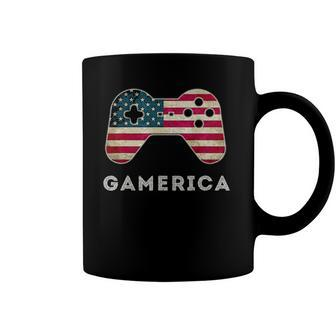 Gamerica 4Th Of July Vintage Retro American Flag Gamer Boy Coffee Mug | Mazezy
