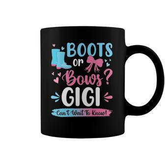 Gender Reveal Boots Or Bows Gigi Matching Baby Party Coffee Mug | Mazezy