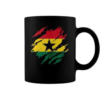 Ghanaian Flag Ghana Torn Print Coffee Mug | Mazezy