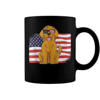 Golden Retriever Dad & Mom American Flag 4Th Of July Usa Lab Coffee Mug - Seseable