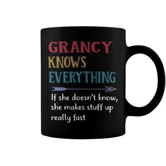 Grancy Grandma Gift Grancy Knows Everything Coffee Mug - Seseable