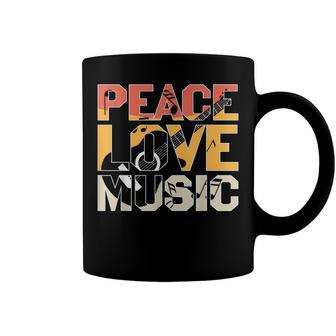 Guitar Retro Peace Love Music Band Gift Guitarist Coffee Mug - Seseable