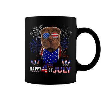 Happy 4Th Of July American Flag Shar Pei Sunglasses Coffee Mug - Seseable