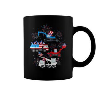 Happy 4Th Of July Crane Truck Construction Toddler Boys Coffee Mug - Seseable