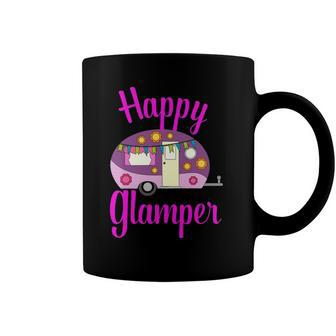 Happy Glamper Vintage Glamping Squad Rose Caravan Camping Coffee Mug | Mazezy