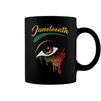 Happy Juneteenth 1865 Bright Eyes Melanin Retro Black Pride Coffee Mug | Mazezy