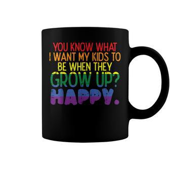 Happy Kids When Grow Up Parent Gay Pride Ally Lgbtq Month Coffee Mug - Seseable