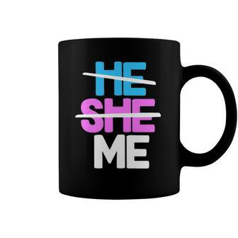 He She Me Nonbinary Non Binary Agender Queer Trans Lgbtqia Coffee Mug | Mazezy