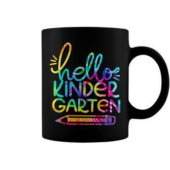 Hello Kindergarten Pencil Back To School Teacher Kid Tie Dye Coffee Mug - Seseable