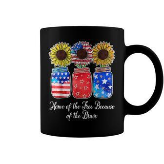 Home Of Free Because Of The Brave Sunflower 4Th July Coffee Mug - Seseable