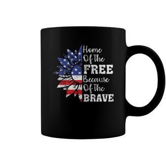 Home Of The Free Because Of The Brave 4Th Of Sunflower Coffee Mug | Mazezy