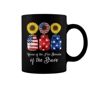 Home Of The Free Because Of The Brave Sunflower 4Th Of July Coffee Mug - Seseable