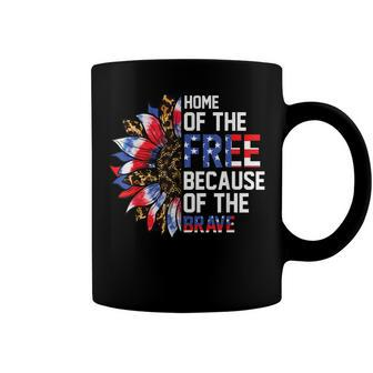 Home Of The Free Because Of The Brave Sunflower 4Th Of July Coffee Mug - Seseable