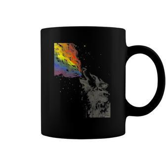 Howling Wolf Rainbow Watercolor Whimsical Animal Coffee Mug | Mazezy