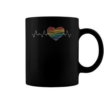 Human Rights Equality Gay Pride Month Heartbeat Lgbt Coffee Mug | Mazezy