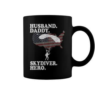 Husband Daddy Skydiver Hero Fathers Day 4Th Of July For Dad Coffee Mug - Seseable